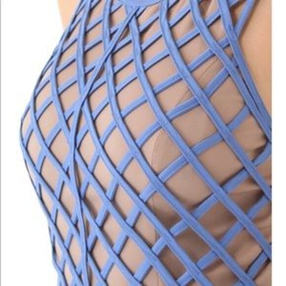 Finders Keepers Precious Memories Dress Amparo Blue Nude Women’s Small - Picture 6 of 13